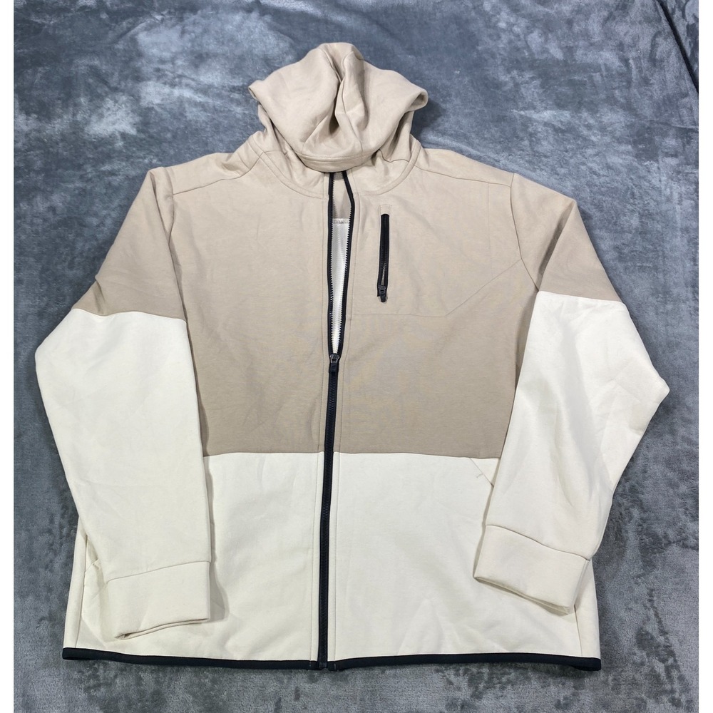 DSG Pullover Hoodie Mens XL Beige Colorblock Sweatshirt Pockets Active Casual